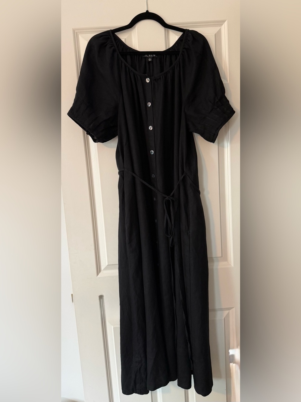 J. Crew Button-Up Black Linen Midi Dress XL - Picture 2 of 12